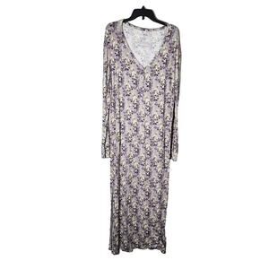 Posh Peanut Maxi Dress‎ Plus Size 2XL Purple Gray Floral Maternity Lounge